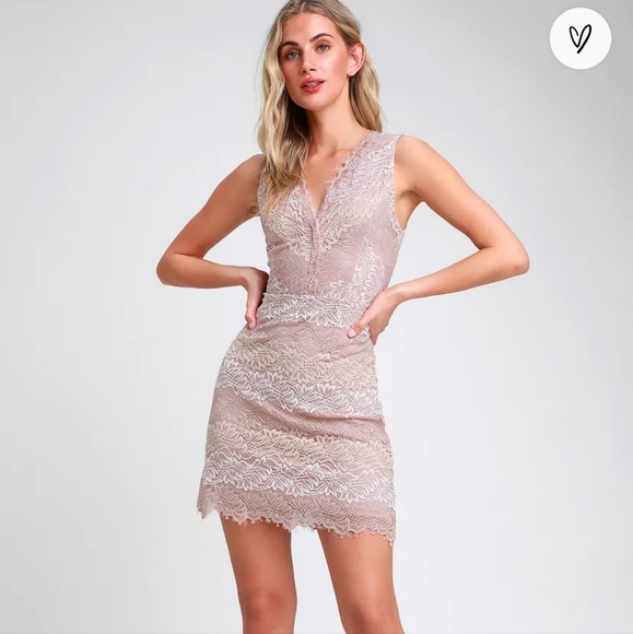 Lulus Dresses & Skirts - Lulus Sweetest Desire Blush Lace Bodycon Mini Dress